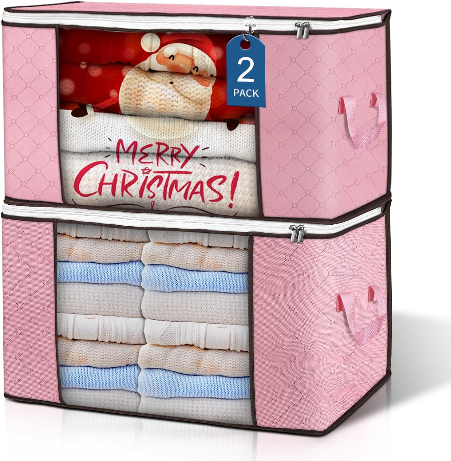 90 L Large Storage Bags, 6 Pack Clothes Storage Bins Foldable Closet Organizers Storage Containers with Reinforced Handle for Clothing, Blanket, Comforters, Bed Sheets, Pillows and Toys (Gray)