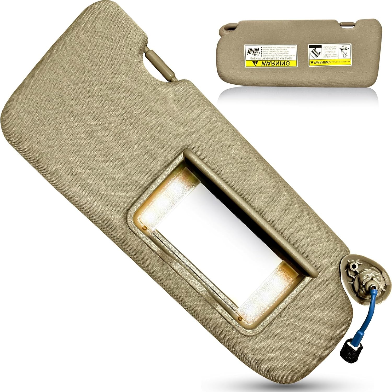 Left Driver Side Sun Visor for Honda CRV 2017 2018 2019 2020 2021 2022 Replace 83280-TLY-H11ZB with Vanity Light/With Makeup Mirror (Grey)