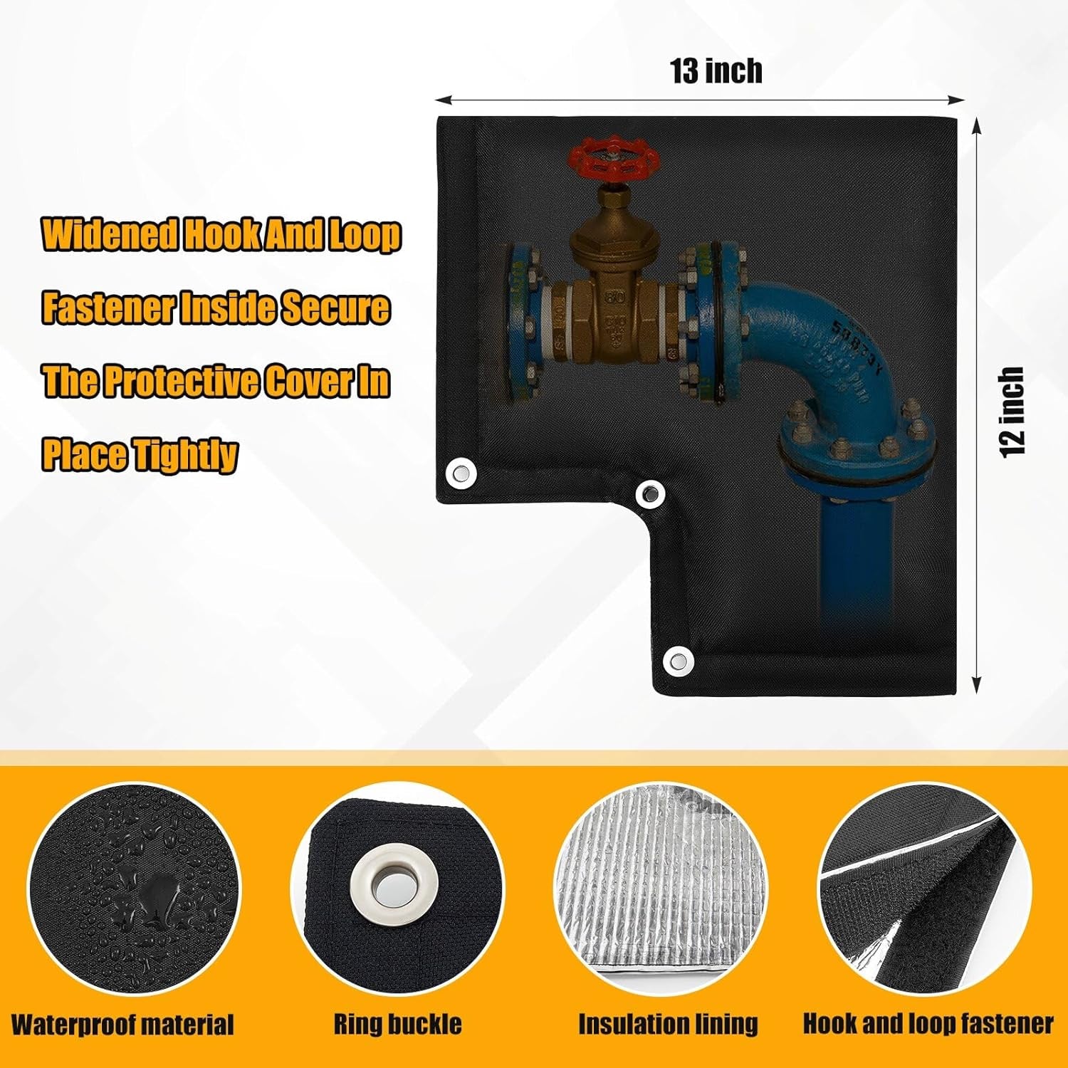 6 Pack Adjustable Pipe Insulation Covers Faucet Covers Kit for outside Freeze Pipe Insulation Tube outside Water Spickets Covers for Winter 3/4 Inches Pipes Freeze Protection(Elbow Shape)