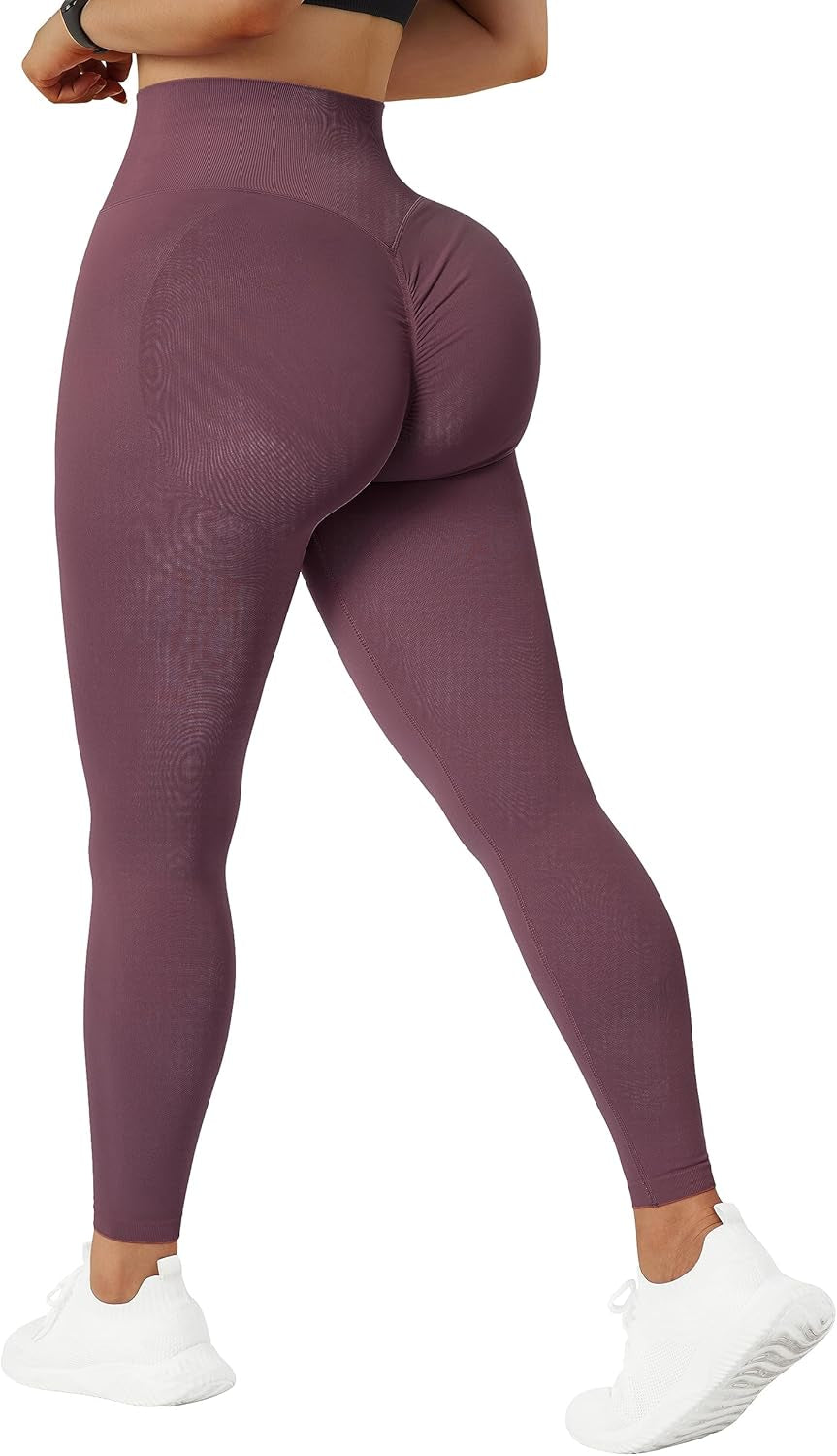 Womens Seamless Butt Lift Leggings High Waisted Yoga Pants Ribbed Workout Slimming Tights