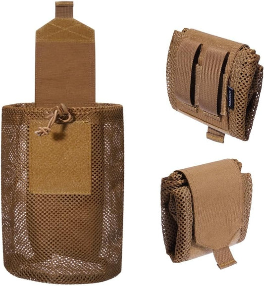 Tactical Molle Dump Pouch Drawstring Magazine Utility Pouch Folding Dump Pouch for Belt、Waist Bag，Roll up Foldable Tactical Recovery Tool Pack,Edc Drop Net Storage Bag