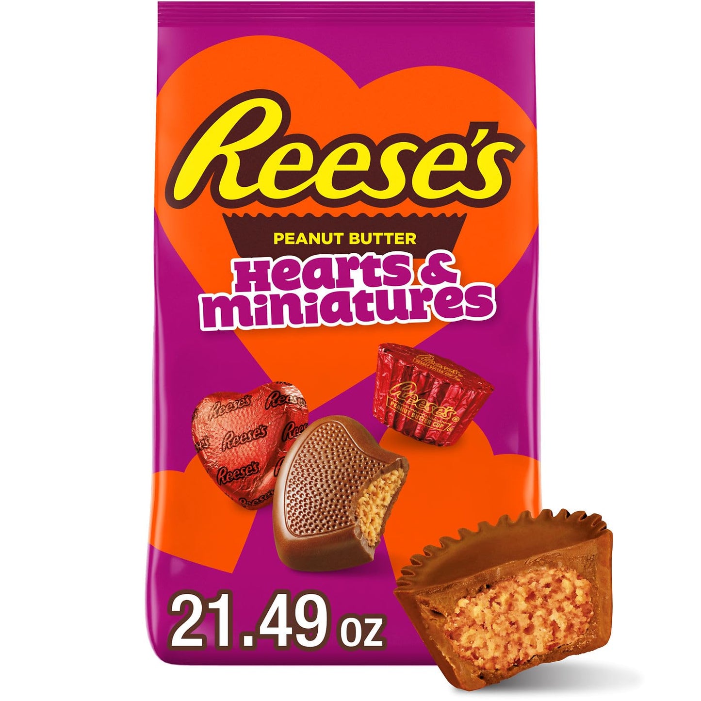 Miniatures Milk Chocolate and Red Velvet Flavored Creme Peanut Butter Cups, Valentine'S Candy Bag, 9.3 Oz