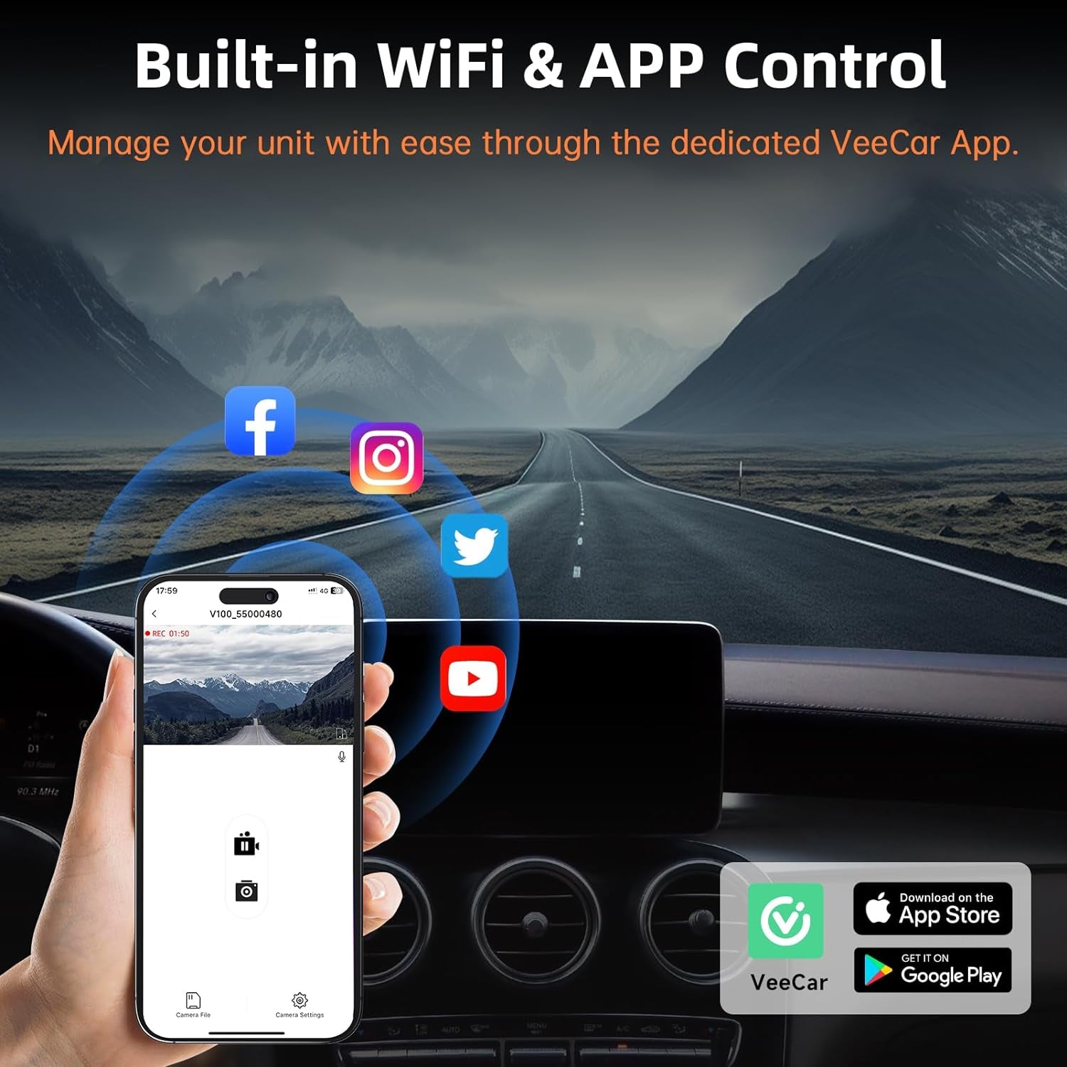 Dash Cam Front and Rear,  4K+1080P Dual Dash Camera for Cars, Built-In Wifi GPS Dashboard Camera, 2.4" IPS Screen Dashcam, 170° Wide, Night Vision, WDR, G-Sensor, 32GB SD Card Included