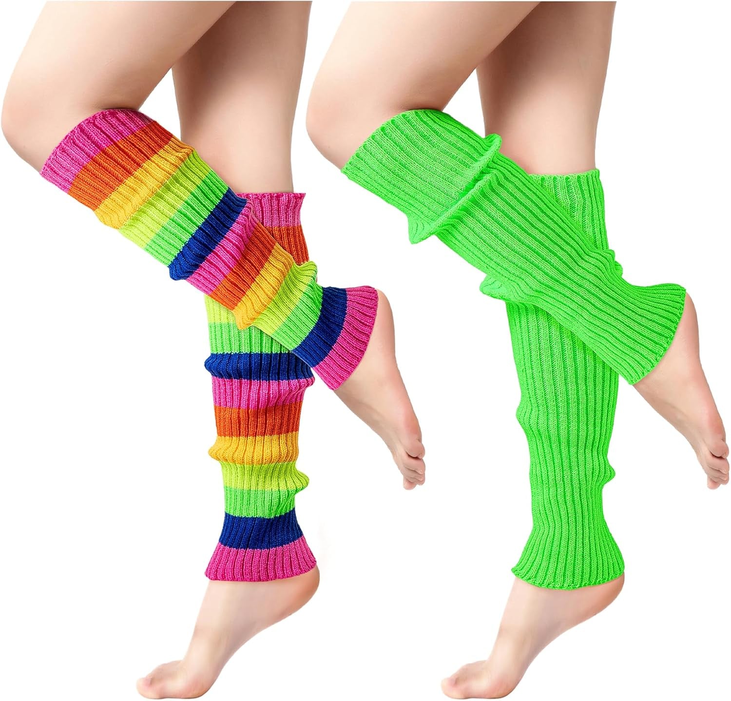Leg Warmers for Women - Leg Warmers 80S Ribbed Knitted Long Socks for Yoga Party Sports Fashion Accessories