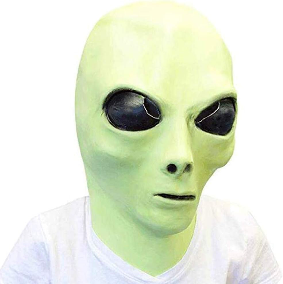 Realistic Alien Mask Latex Halloween Glow Effect Party Costume Carnival UFO Fancy Dress Multicoloured