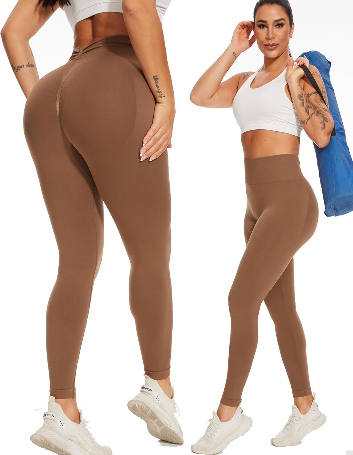 V Back Scrunch Butt Leggings for Women Butt Lifting Workout Leggings High Waisted Yoga Pants Booty Gym Tights
