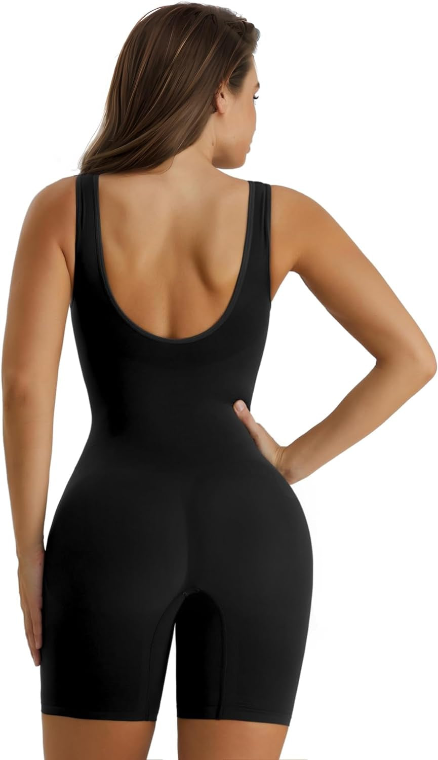 Women'S Shaping Mid-Thigh Bodysuit Tummy Control Shapewear Seamless Sculpting Body Shaper