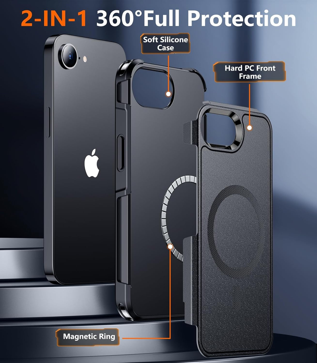 Designed for Iphone 16E Case,Iphone SE 4 Case,[Military Grade Drop Protection][Compatible with Magsafe] Heavy Duty Shockproof Phone Case for Iphone 16E/SE4 2025 6.1''-Black