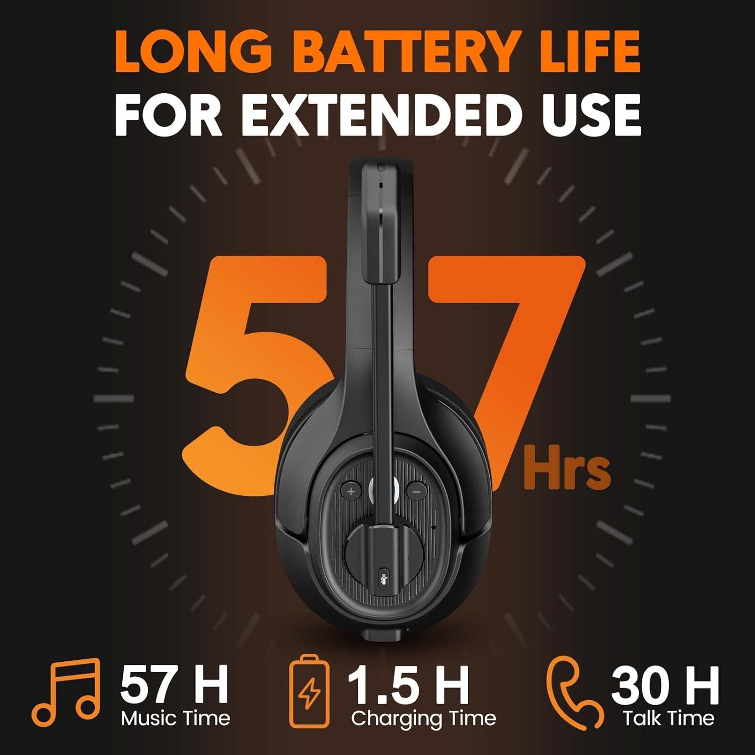 Trucker Bluetooth Headset, Wireless Headphones with USB Dongle for PC, Ai-Powered Environmental Noise Cancelling Microphone (ENC), 99Ft Long Wireless Range, 57Hrs On-Ear Trucker Headsets TRUCK DRIVER