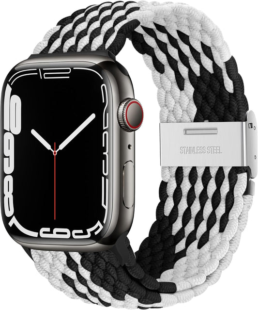 Compatible with Apple Watch Band - 38Mm 40Mm 41Mm Braided Stretchy Sport Band for Apple Watch Series SE 8 7 6 5 4 3 2 1, Women Men Nylon Fabric Elastic Loop Breathable Watch Strap for Iwatch