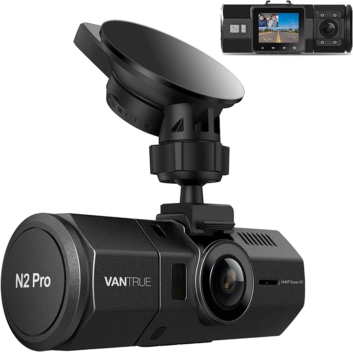 N2 Pro Uber Dual Dash Cam Infrared Night Vision, Dual Channel 1080P Front and Inside, 2.5K Single Front Car Accident Dash Camera, 24Hr Motion Sensor Parking Mode, Support 256GB Max