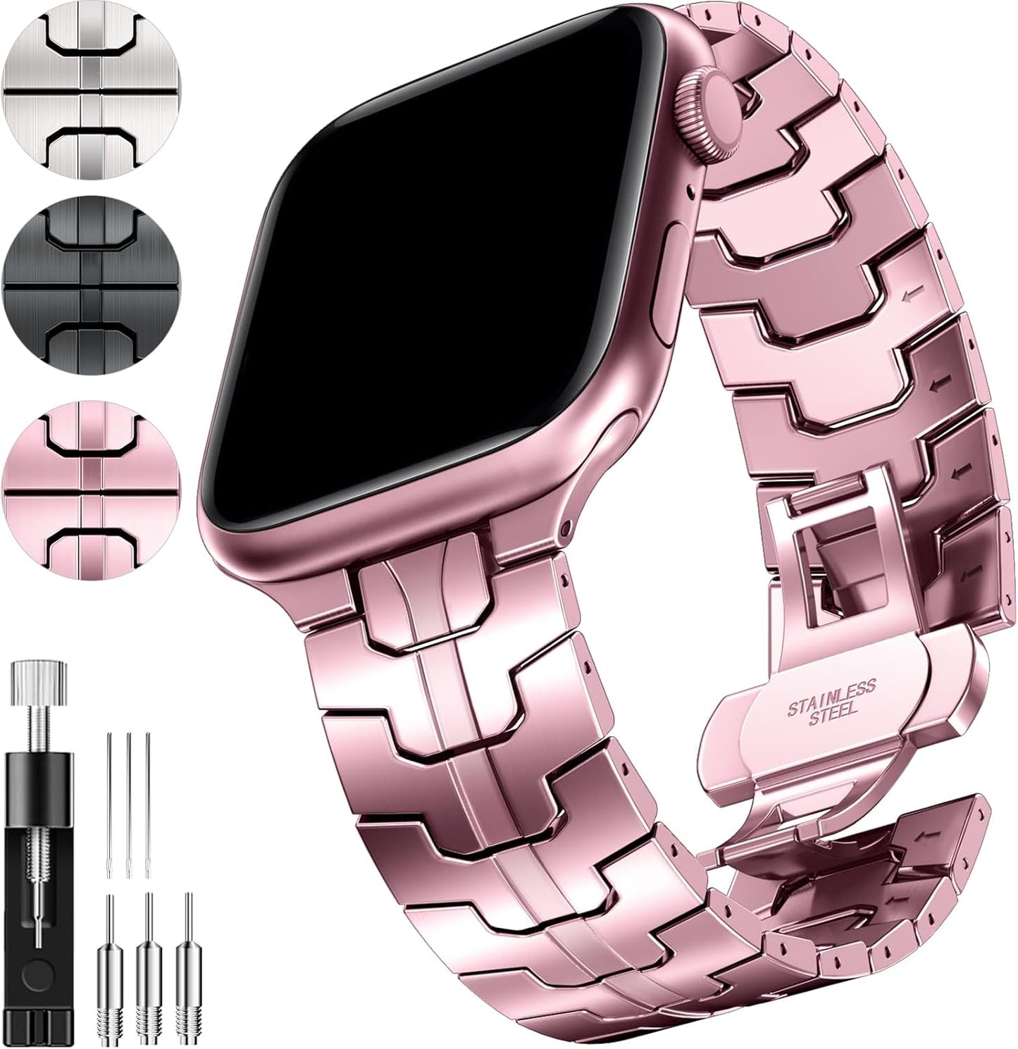 Compatible with Apple Watch Band 41Mm 40Mm 38Mm for Men Women, Stainless Steel Metal Watch Bands for Iwatch Ultra 2 Ultra Series 9 8 7 6 5 4 3 2 1 SE SE2