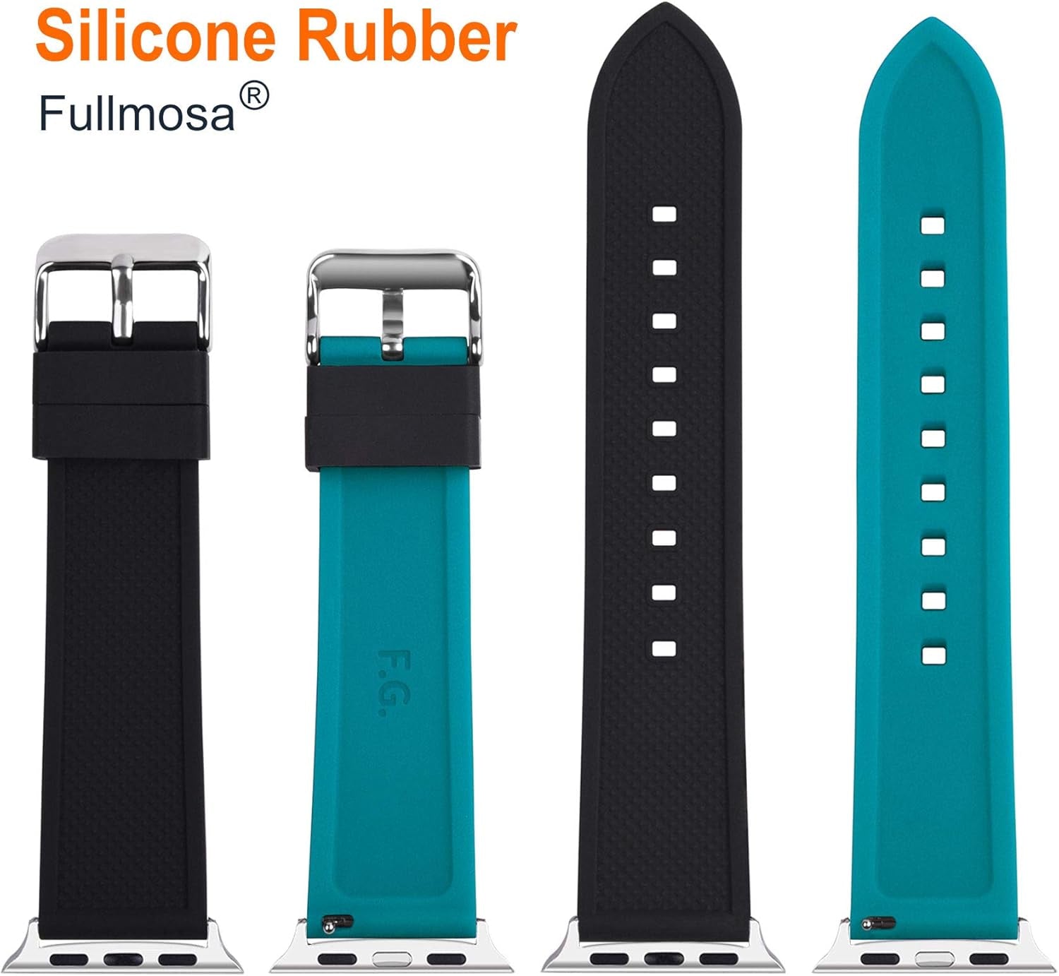 Compatible Sport Bands for Apple Watch Series 10 42Mm, 9/8/7 41Mm, SE2/SE/6/5/4 40Mm, 3/2/1 38Mm,Silicone Rubber Iwatch Band for Women Men, Black Top/Blue Bottom