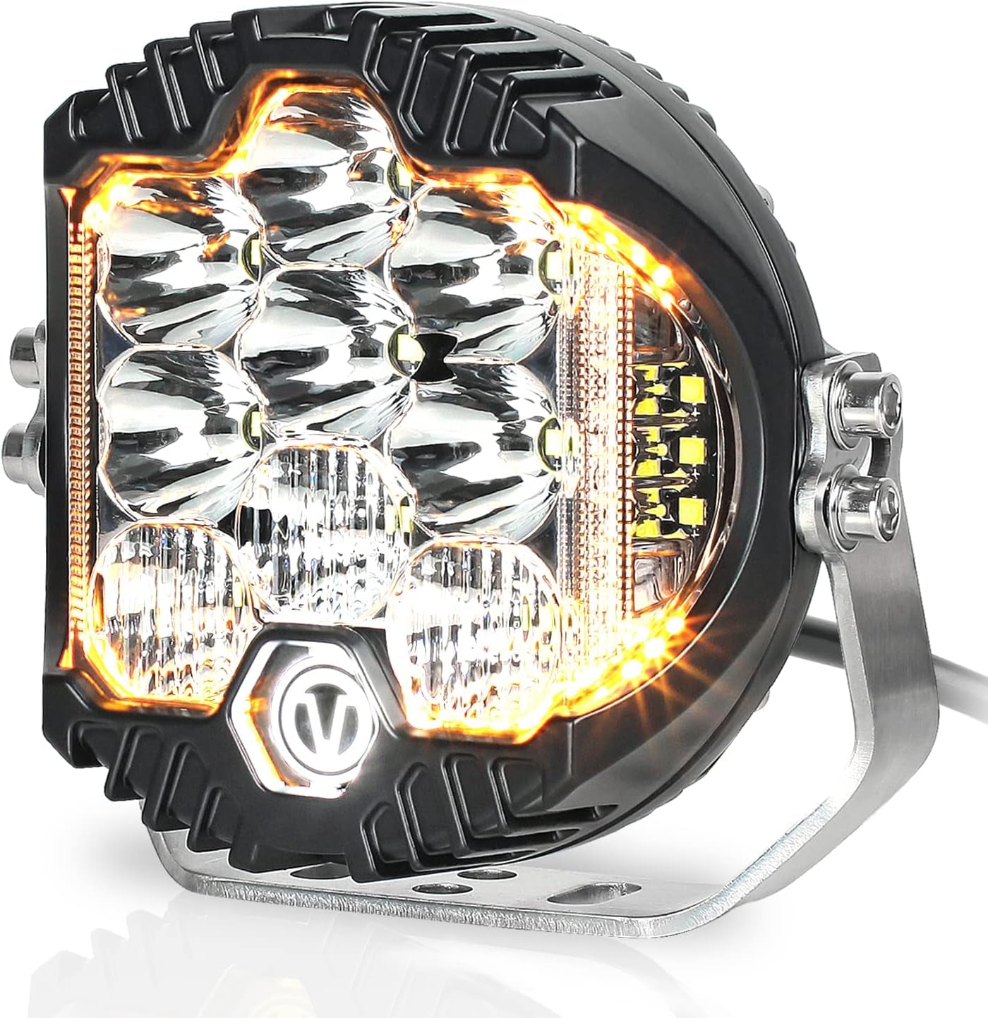 7 Inch round LED Offroad Light with DRL, 90W Driving Light LED Light Bar, 8000LM Spot Flood Combo Work Light for Wrangler, ATV, SUV, UTV, Trucks, Pickup, 4X4, F150 - Pack of 1