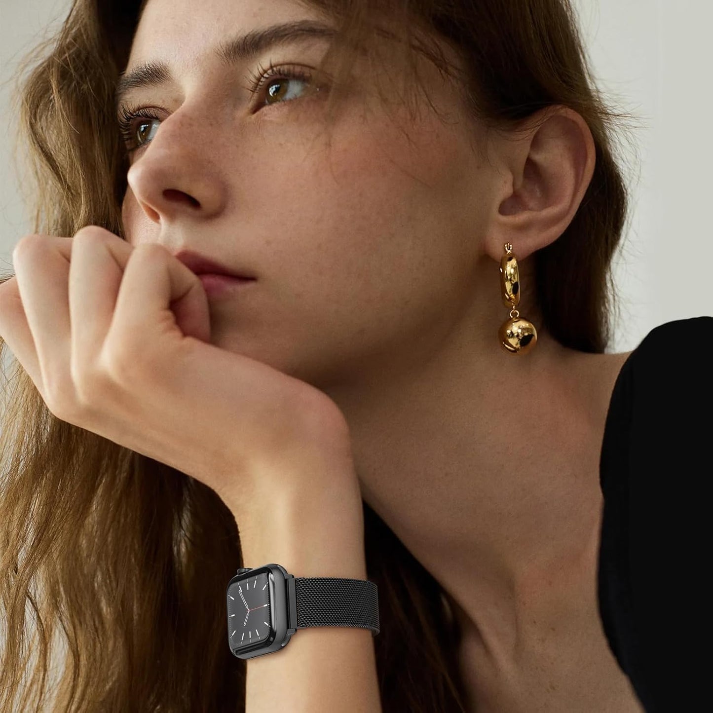 Mesh Metal Loop Compatible with Apple Watch Band 40Mm 41Mm 38Mm 44Mm 45Mm 49Mm Series Ultra SE 9 8 7 6 5 4 3 2 1 Women Men, Stainless Steel Strap with Magnetic Clasp for Iwatch Bands