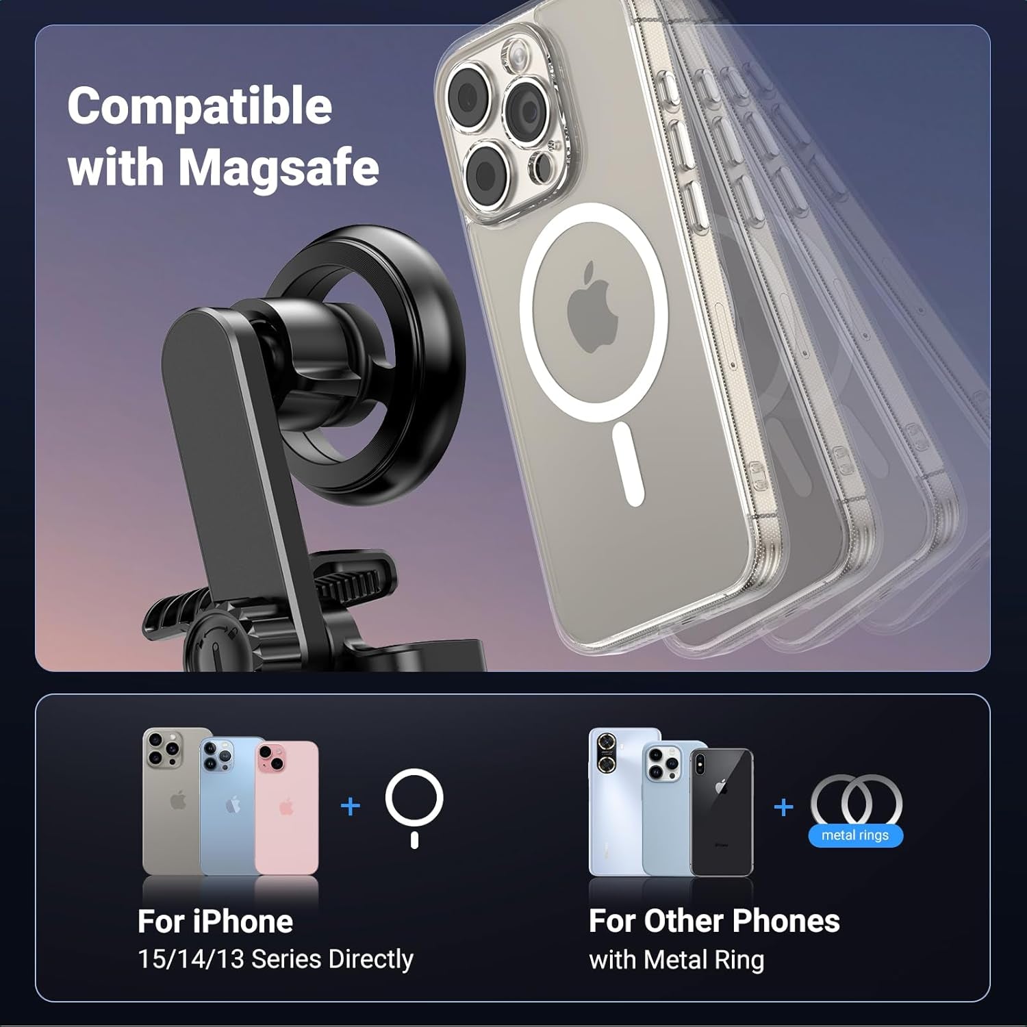 Phone Holder for Tesla Magsafe Strongest Magnet Power Magnetic Phone Mount Holder for Tesla Model 3 Y, Iphone Phone Mount Compatible with 2024 Iphone 16 15 14 13 plus Pro Max Series