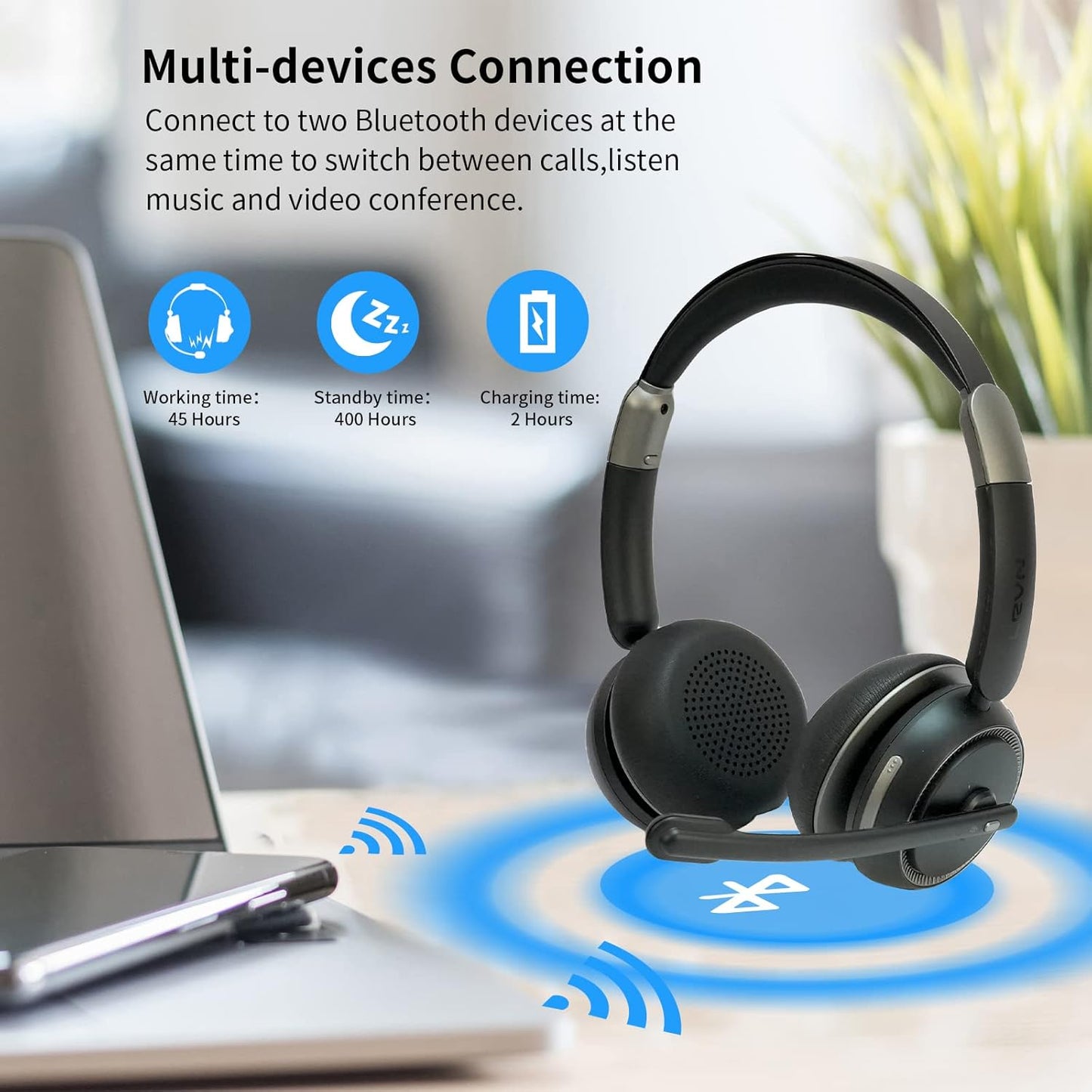 Bluetooth Headset with Microphone, V5.2 Single and Dual Ear Wireless Headphones with AI Noise Cancelling for Cell Phone, Laptop,Trucker, Home Office, Call Center,Zoom, Online Class 1 TRUCK DRIVER