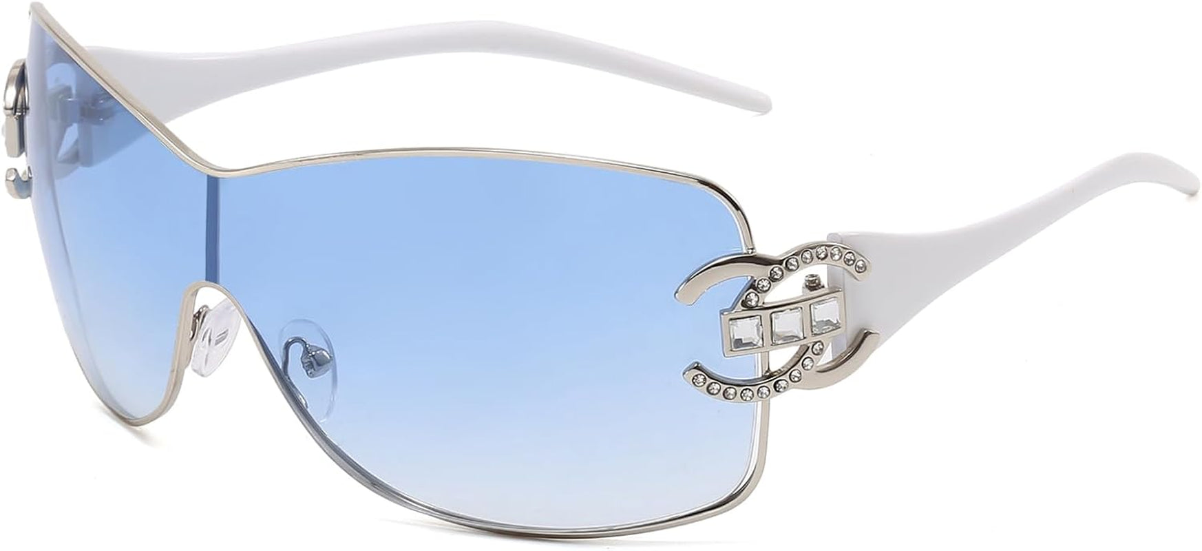 Wrap around Y2K Sunglasses for Women Men Fashion Large Frame One-Piece Shades Trendy Shield Design Gradient Lens