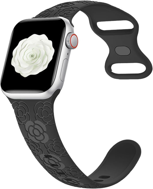 Floral Bands for Apple Watch 42Mm 44Mm 45Mm 49Mm Women, Soft Silicone Sport Straps with Cute Flower Patterns Compatible with Iwatch Bands Series Ultra SE 9 8 7 6 5 4 3 2 1