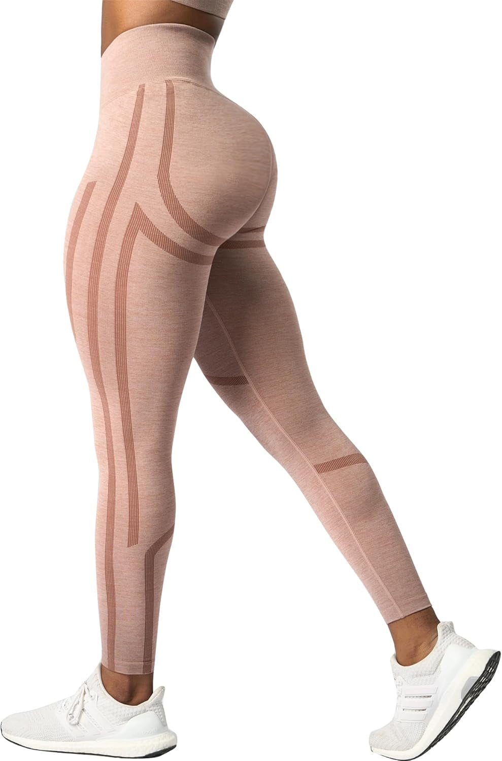 Scrunch Butt Lifting Seamless Leggings for Women High Waisted Tummy Control Striped Workout Pants