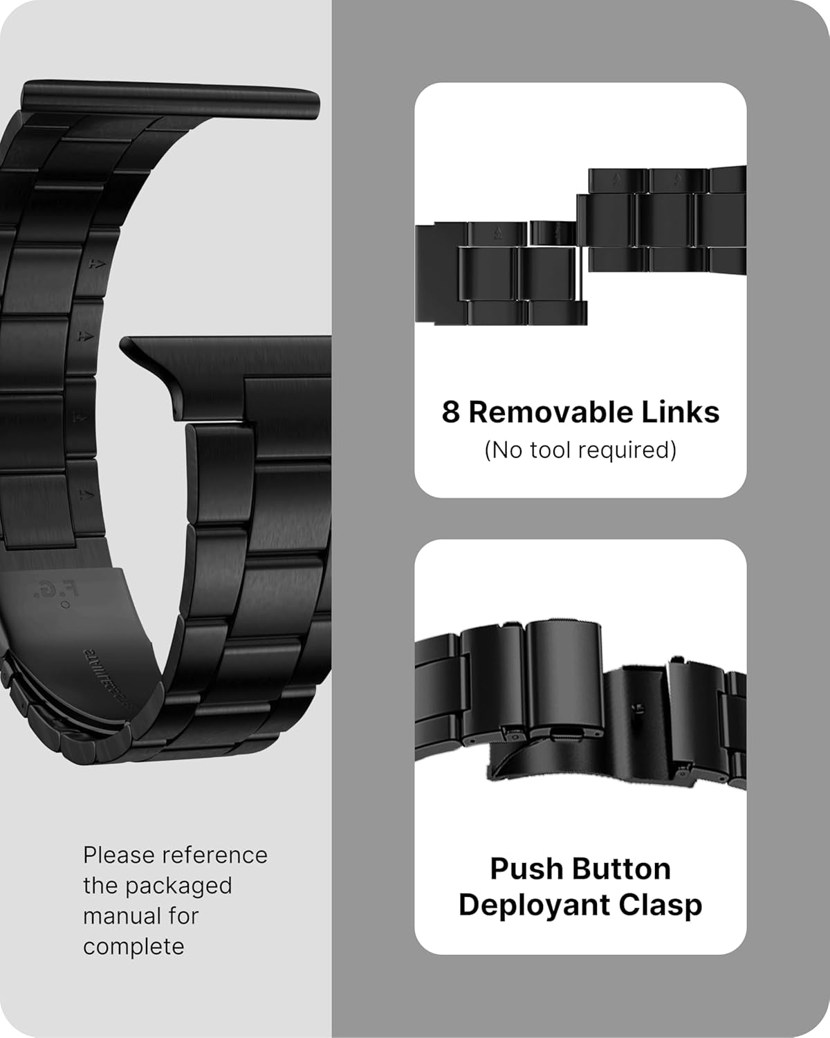 No Tools Needed Compatible Apple Watch Bands 41Mm 40Mm 38Mm,Slim Stainless Steel Chain Strap with Case for Iwatch Series 9/8/7/6/5/4/3/2/1/Se2/Se,Black