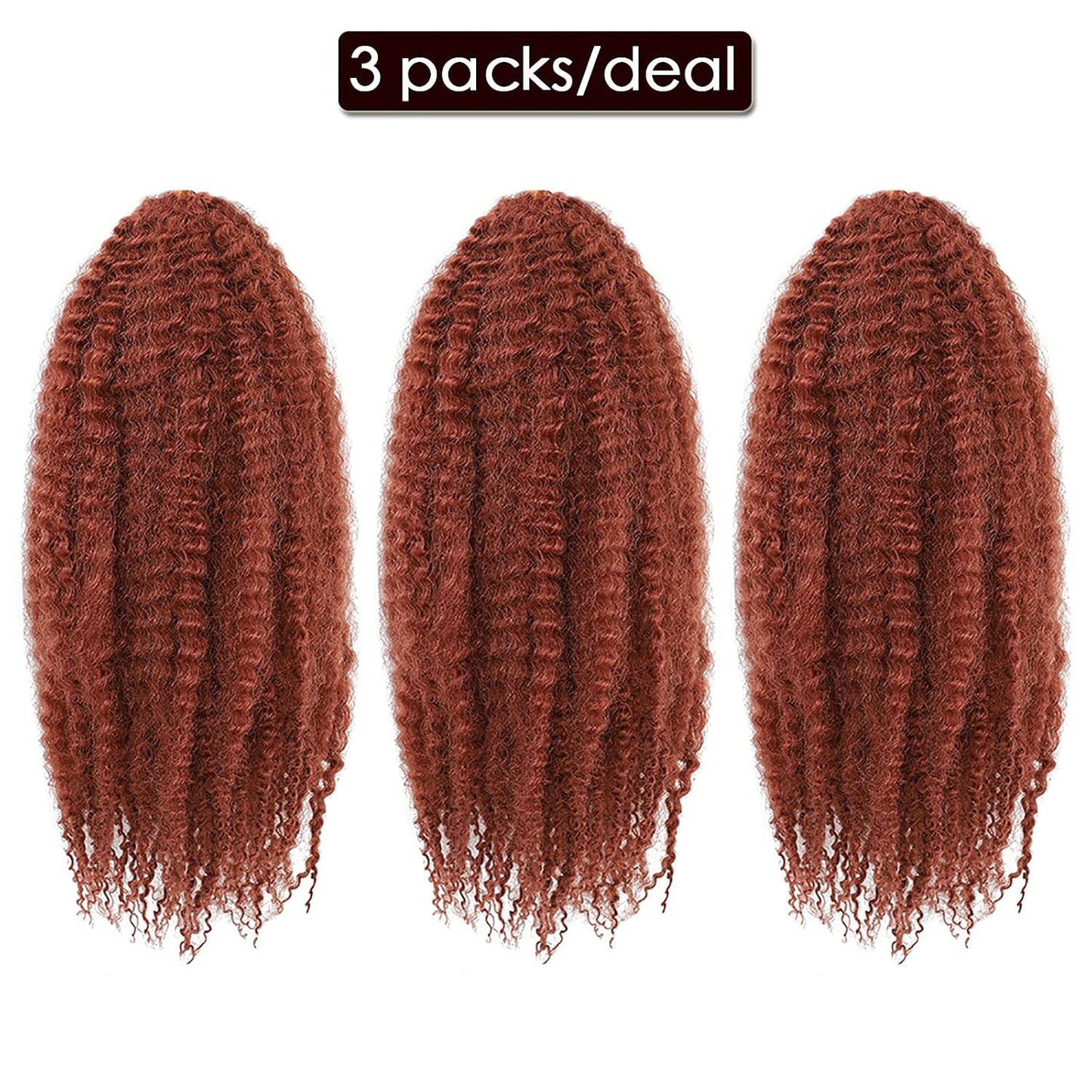 Marley Hair, 3 Packs Curly Crochet Braids for Marley Twist Braiding Hair, 350 Braids for Faux Locs Hair Synthetic Hair Extensions (24 Inch (Pack of 3), 350)