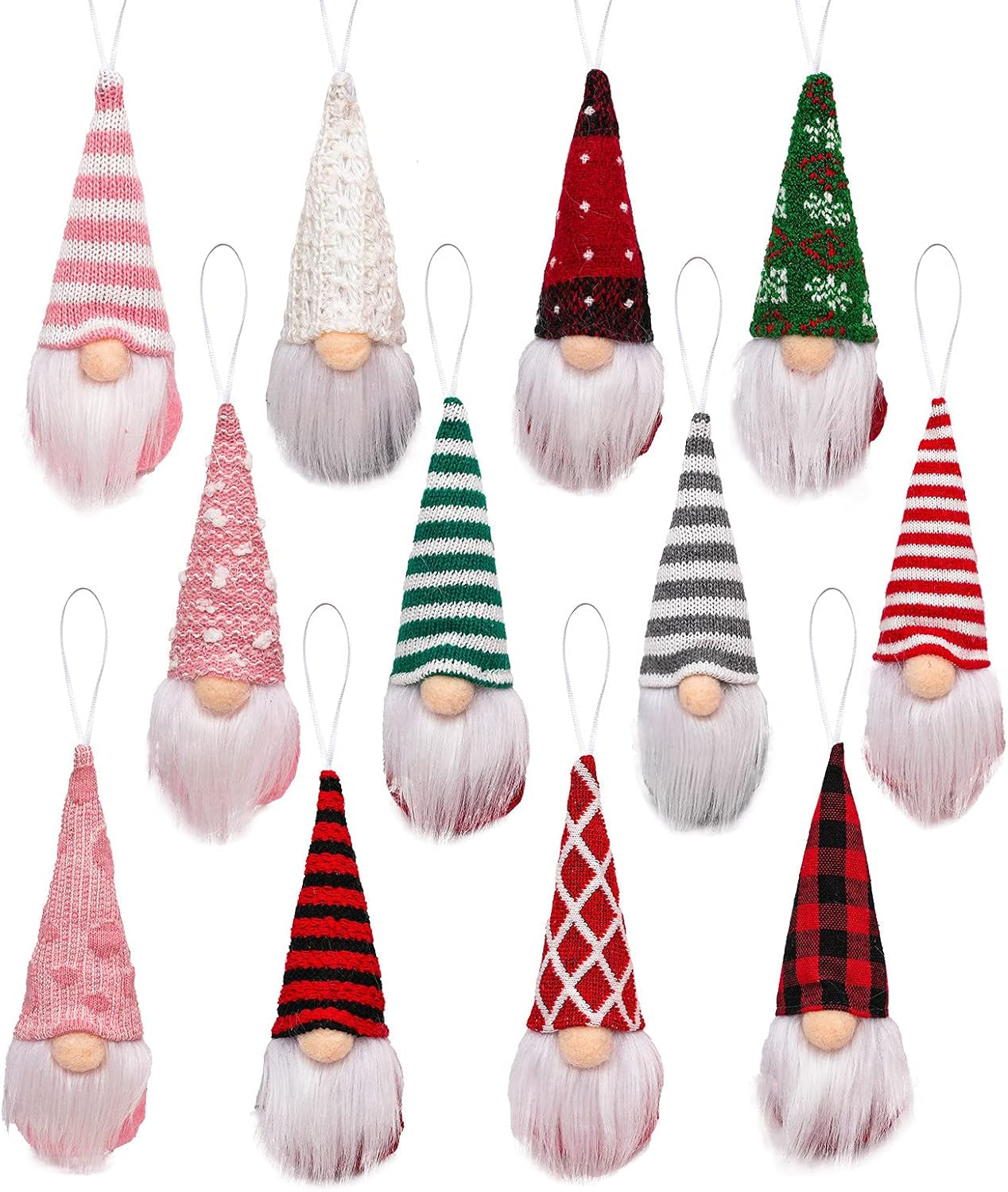 Gnome Christmas Ornaments Set of 3, Christmas Tree Ornaments Tomte Xmas Santa Gnomes Plush Doll Decorative Xmas Party Faceless Gnomes Santa Elf Ornaments Holiday Decoration Home Decor (Pink Gnomes)