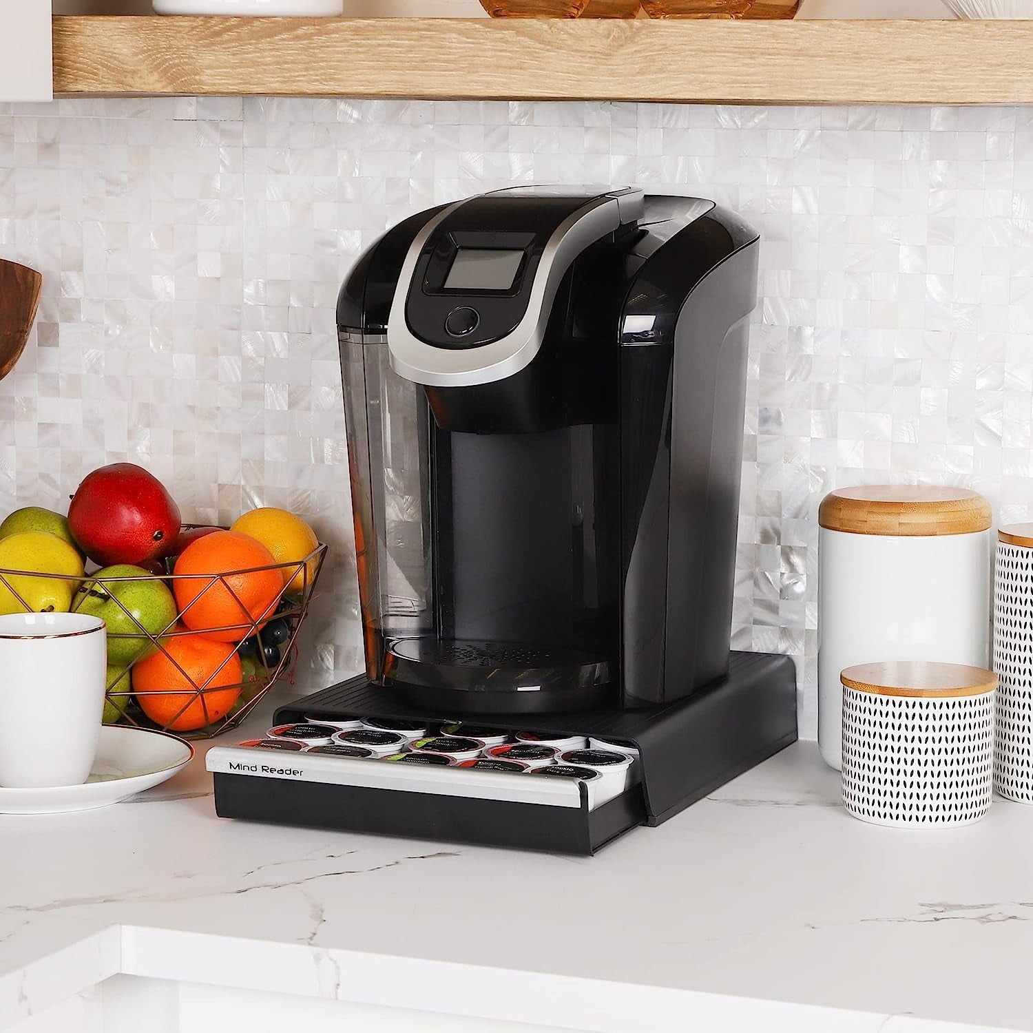 Single Serve Coffee Pod Drawer, 30 Pod Capacity, Countertop Organizer, 10.5"L X 12.75"W X 2.5"H, Black