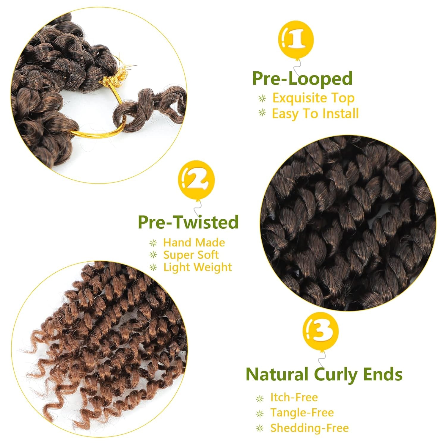 Passion Twist Hair 8 Inch, 8 Packs Passion Twist Crochet Hair for Black Women, Prelooped Crochet Twist Hair with Curly Ends (8Inch, T30#)