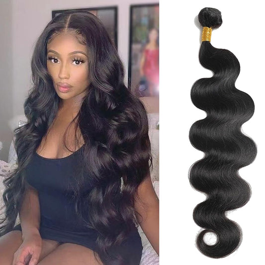 12A Human Hair Bundles Body Wave 24 Inch One Bundle 100% Unprocessed Brazilian Virgin Hair Bundles Double Weft Weave Body Wave Bundles Human Hair Natural Black Color