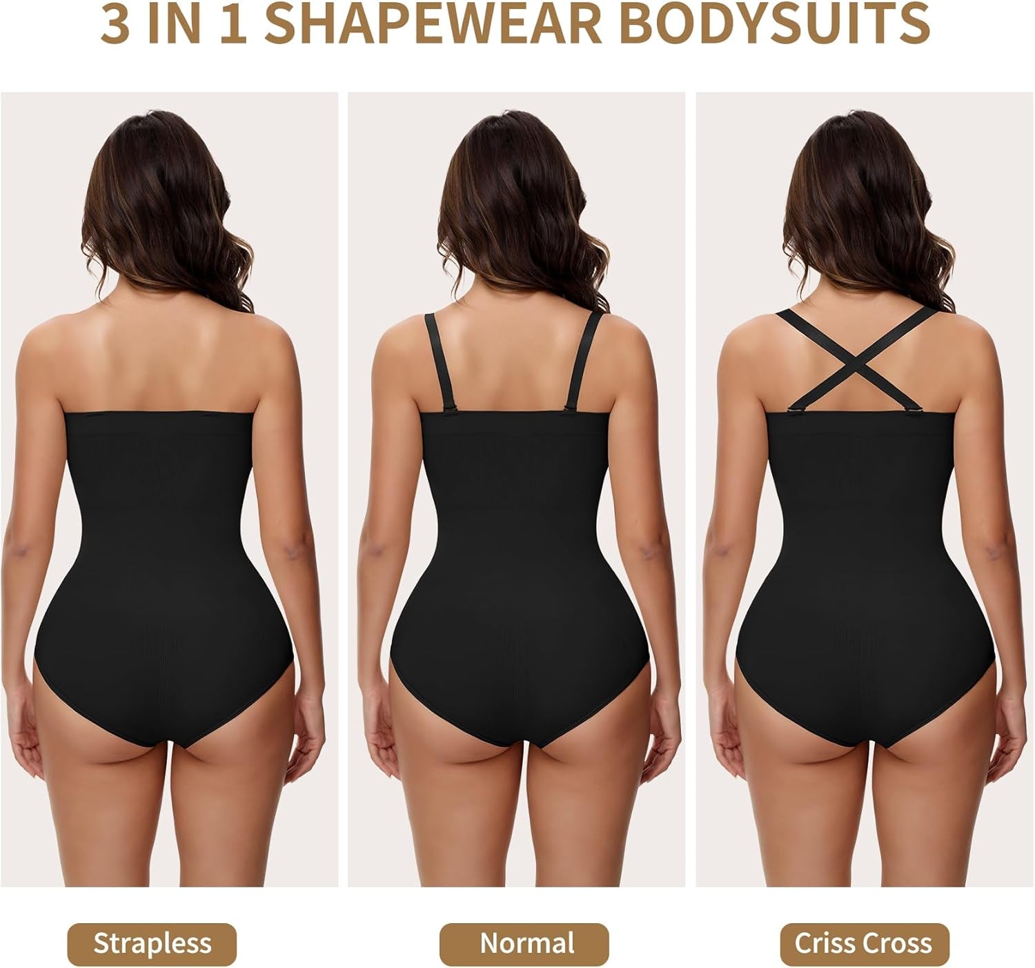 Strapless Shapewear Thong for Women Tummy Control Tube Top Bodysuits One Piece Leotard