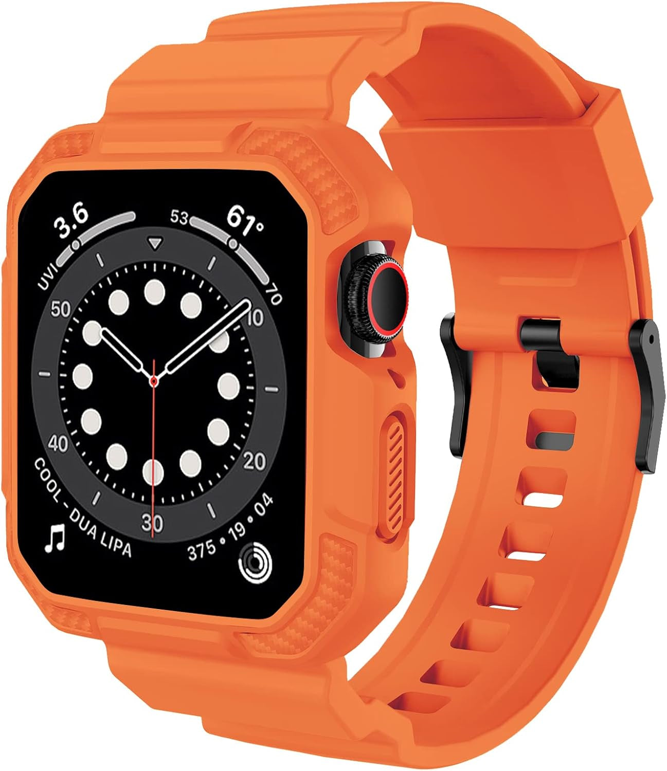 Compatible with Apple Watch Band 42Mm Series 10 with Case, Shockproof Rugged Band Strap for Iwatch Series 10 42Mm with Bumper Case Cover Men Women, Matte Black
