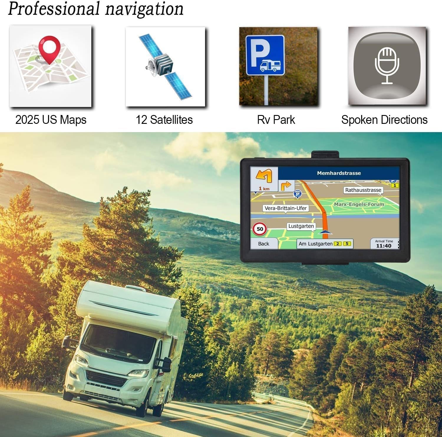 GPS Navigator for Car 7 Inch, Truck GPS Commercial Drivers, Trucker GPS for Semi Truck, Navigation for Truck 2025 Map with Free Lifetime Updates, Speed Limit Warnings, Lane Assist TRUCK DRIVER
