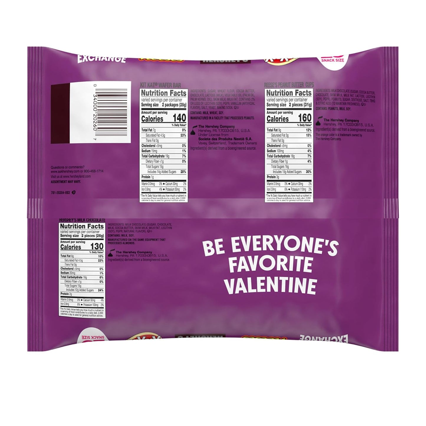 , KIT KAT and REESE'S Assorted Milk Chocolate Snack Size, Valentine'S Candy Bag, Perfect Valentines Day Gift for Him, Her, or Kids, Football Party Snacks, 12.47 Oz (25 Pieces)