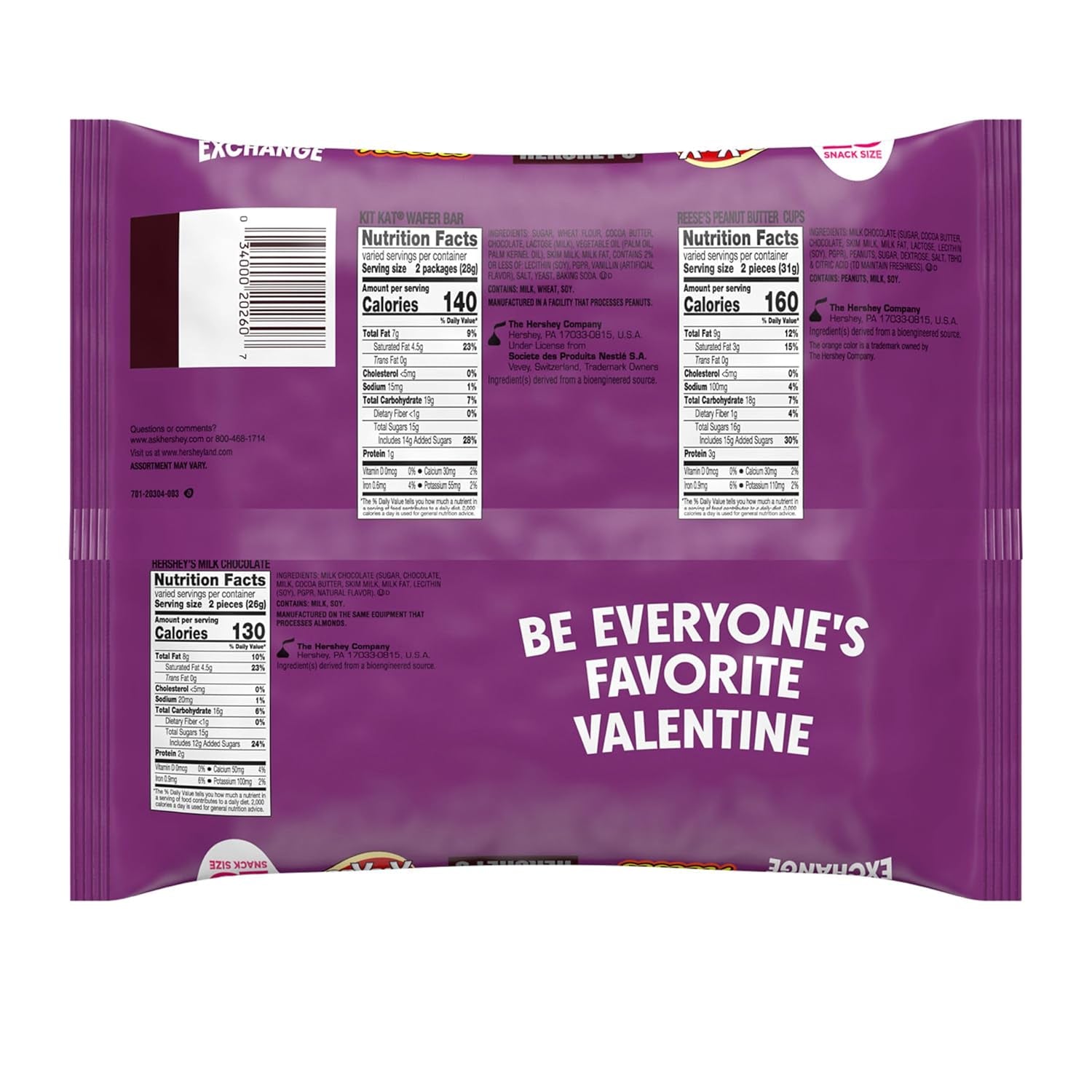 , KIT KAT and REESE'S Assorted Milk Chocolate Snack Size, Valentine'S Candy Bag, Perfect Valentines Day Gift for Him, Her, or Kids, Football Party Snacks, 12.47 Oz (25 Pieces)