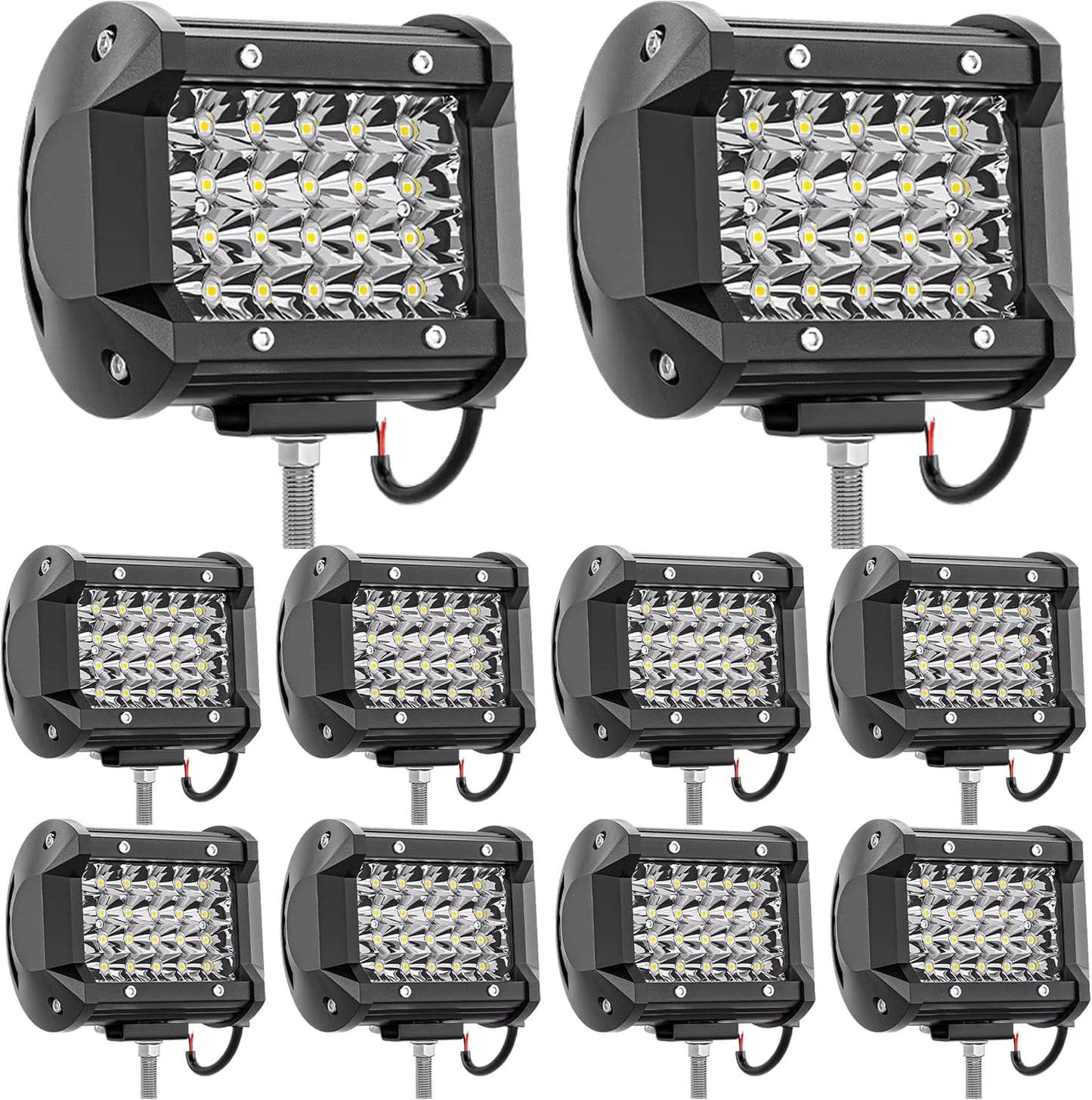 LED Pods 10PC 72W LED Light Bar 12/24V LED Work Light Square LED off Road Lights Cube LED Lights for Service Truck ATV UTV Boat Pickup Golf Cart Snow Blower