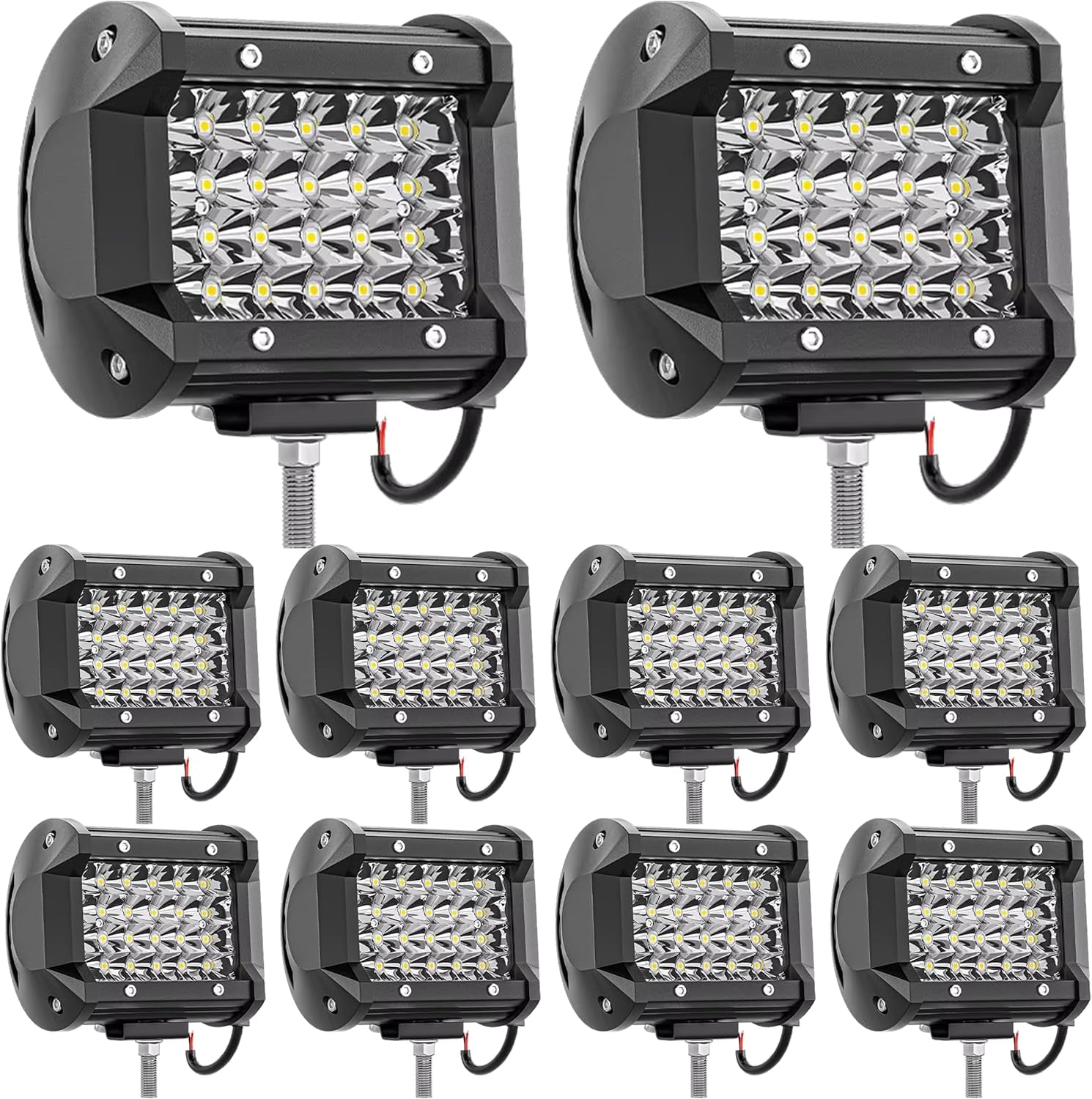 LED Pods 10PC 72W LED Light Bar 12/24V LED Work Light Square LED off Road Lights Cube LED Lights for Service Truck ATV UTV Boat Pickup Golf Cart Snow Blower