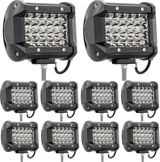 LED Pods 10PC 72W LED Light Bar 12/24V LED Work Light Square LED off Road Lights Cube LED Lights for Service Truck ATV UTV Boat Pickup Golf Cart Snow Blower