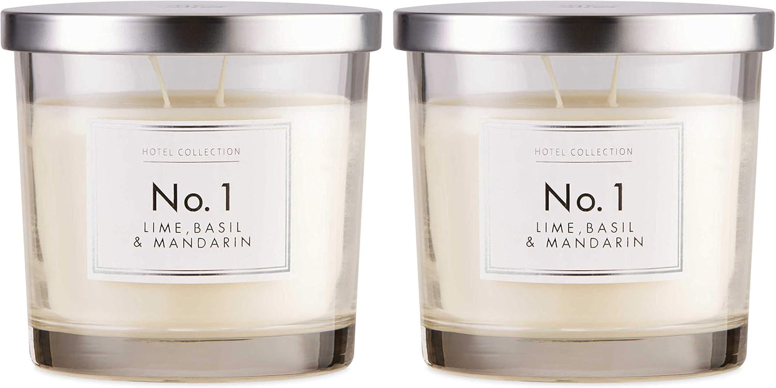 Aldi NO 1, 2 X WICK CANDLES, LIME BASIL & MANDARIN in GLASS JAR with LID 300G (Pack of 2) The White Lotus