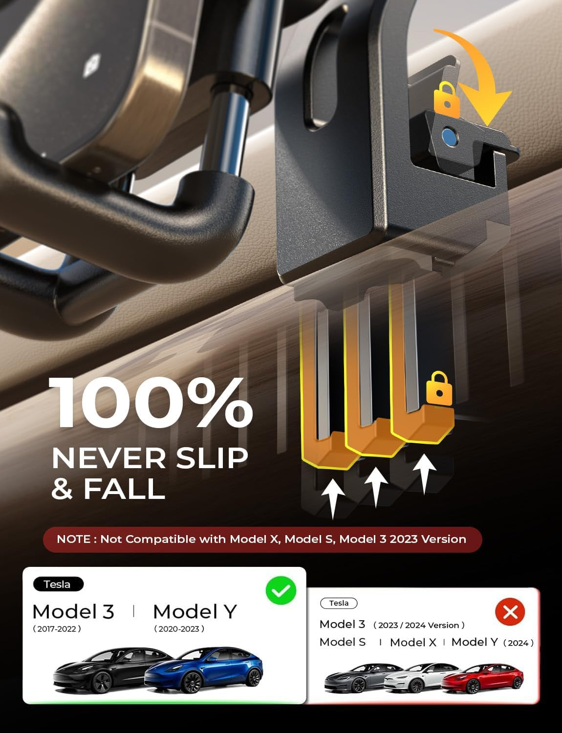 Tesla Phone Mount Holder 2024 [Thick Phone Case Friendly] Tesla Model 3 Model Y Phone Mount Air Vent Holder Adjustable Tesla Phone Holder Fits for All Phones, Tesla Model 3 Y Accessories