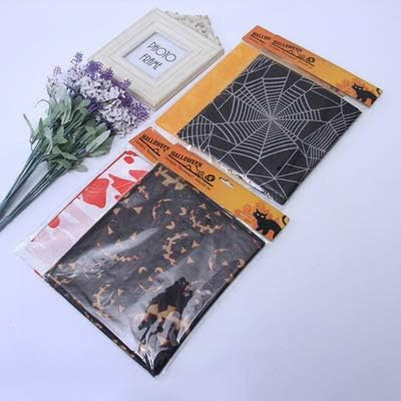 Halloween Tablecloth, 2PCS 54X108 Inch Disposable Table Cover, Rectangle Plastic Halloween Table Cloth for Hunted House Table Decoration, Black