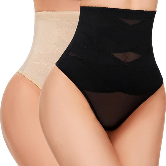 Thong Shapewear Tummy Control Underwear for Women High Waisted Stay-Put Body Shaper Girdle Targeted Compression