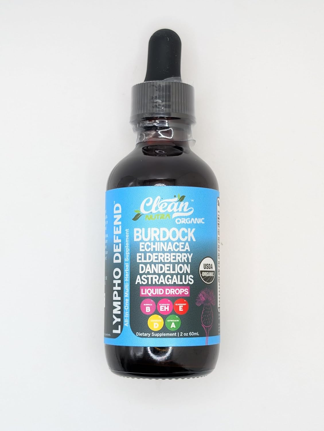 Organic Lymphatic Drainage Drops Supplement with Burdock Root Echinacea Elderberry Dandelion Astragalus Milk Thistle Sea Moss Red Clover Lymphatic Cleanse Immune Support Marigold Drop by Clean Nutra TLBH