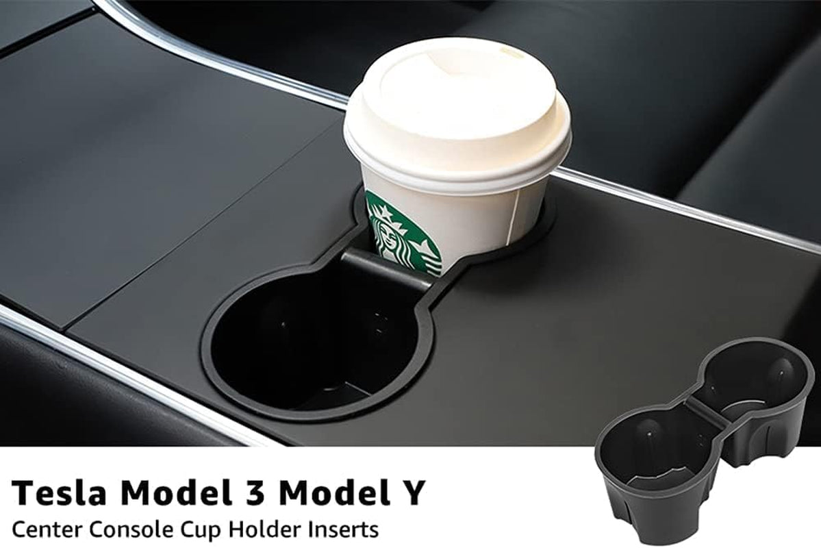 Tesla Model Y Tesla Model 3 Center Console Cup Holder Inserts [Seamless Fit for Console] 2016-2020 Model 3 Model Y NOT FIT 2021 Model 3