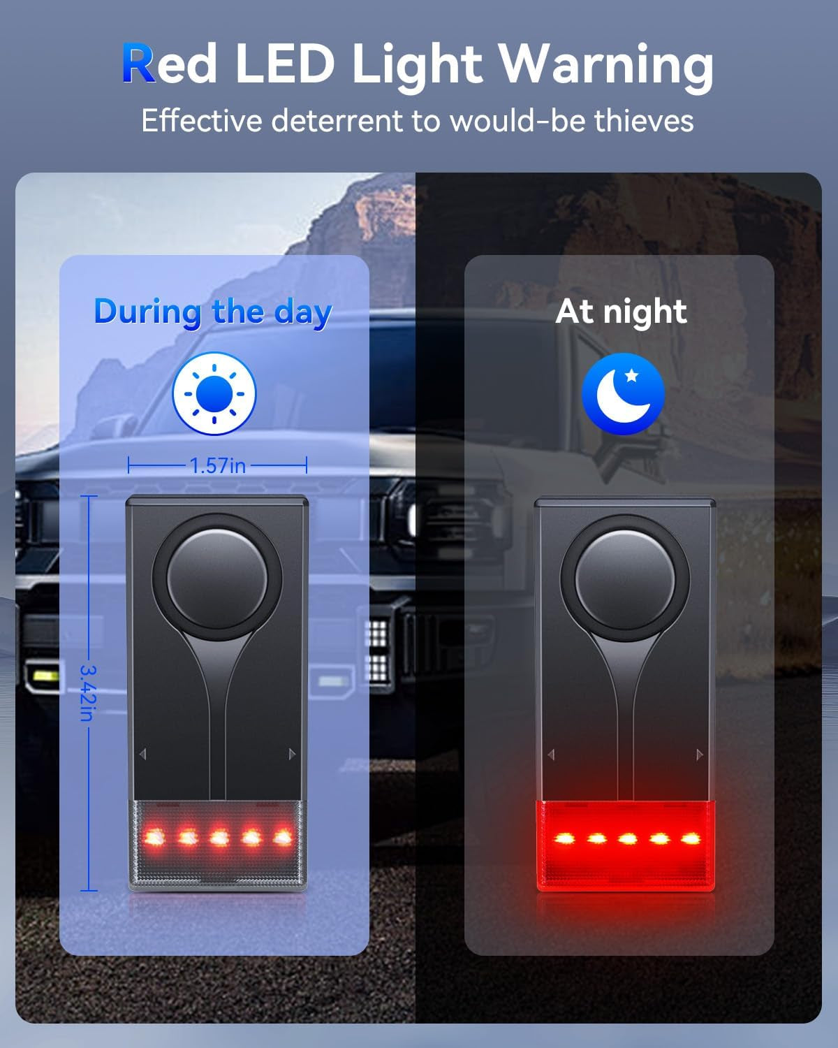 108Db Car Alarm System, Car Anti-Theft Vibration Sensor Alarm & Red Light Alarm, Wireless Remote anti Theft Car Device with Magnetic Install Design for Car, Truck (2 Alarm)