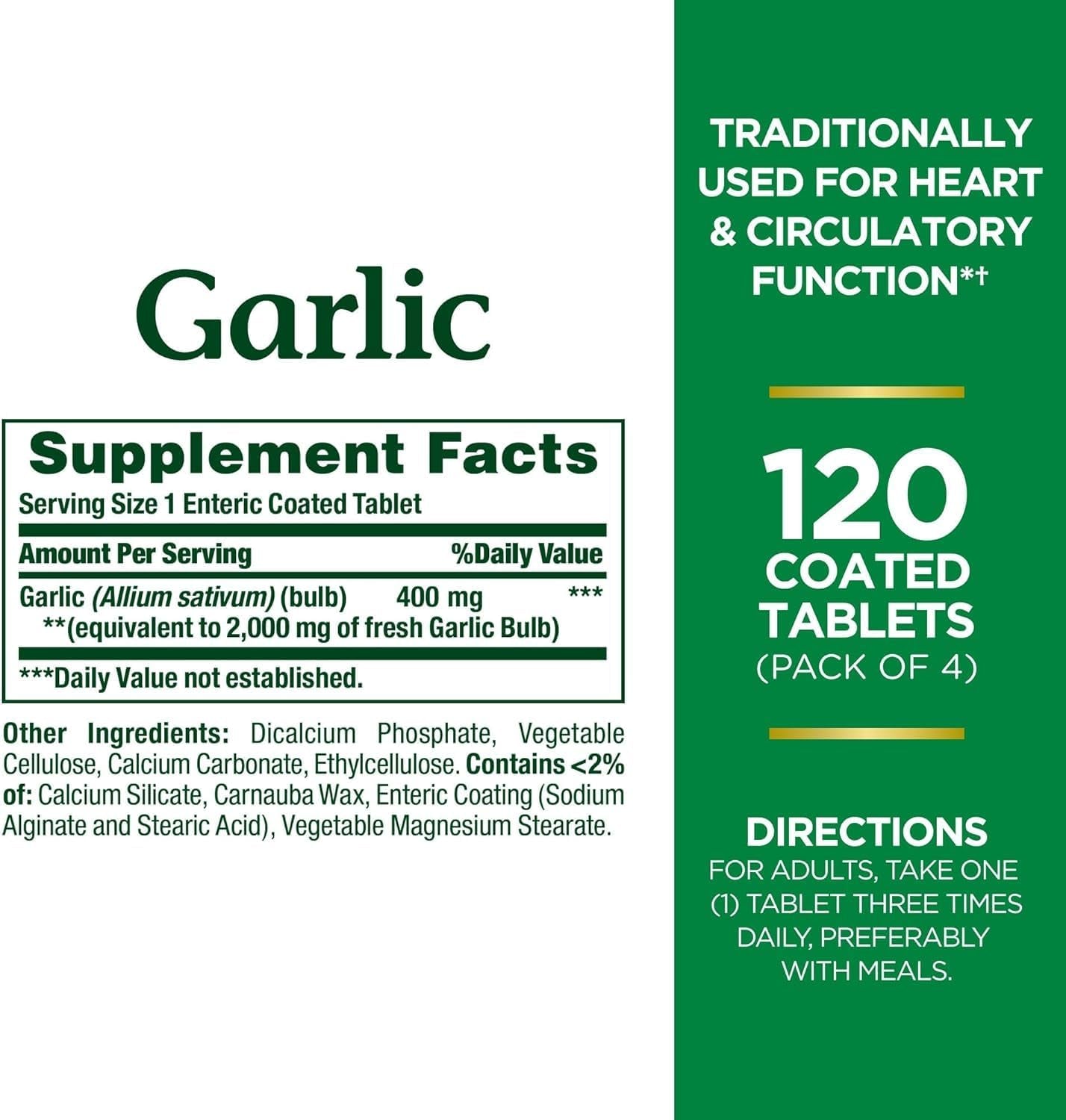 Garlic Tablets, Heart Health, 2000 Mg, Order Free Coated Tablets, 120 Ct TLBH