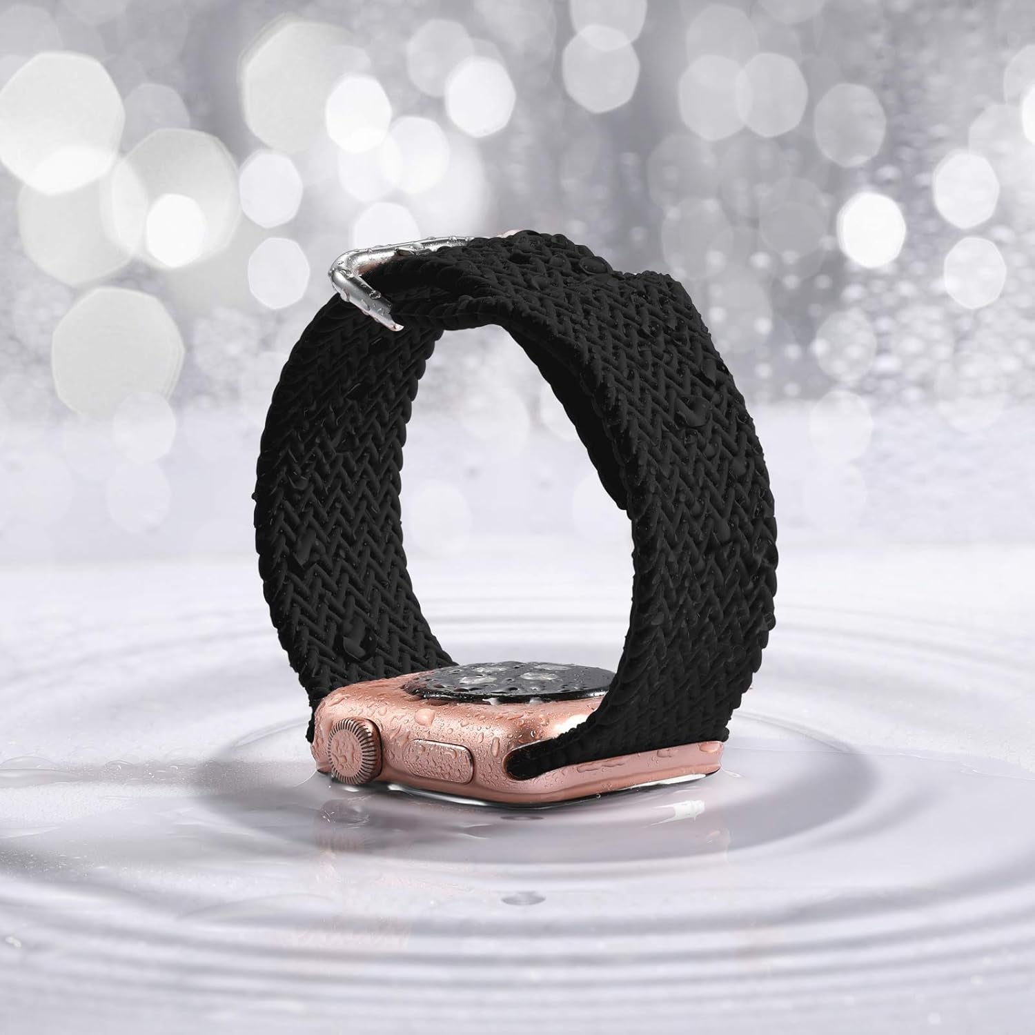 Compatible with Apple Watch Band 38Mm 40Mm Women Men Series 6, Comfortable Flexible Textured Weave Pattern Sport Wristband for Apple Watch SE Series 6 5 4 3 2 1, Black