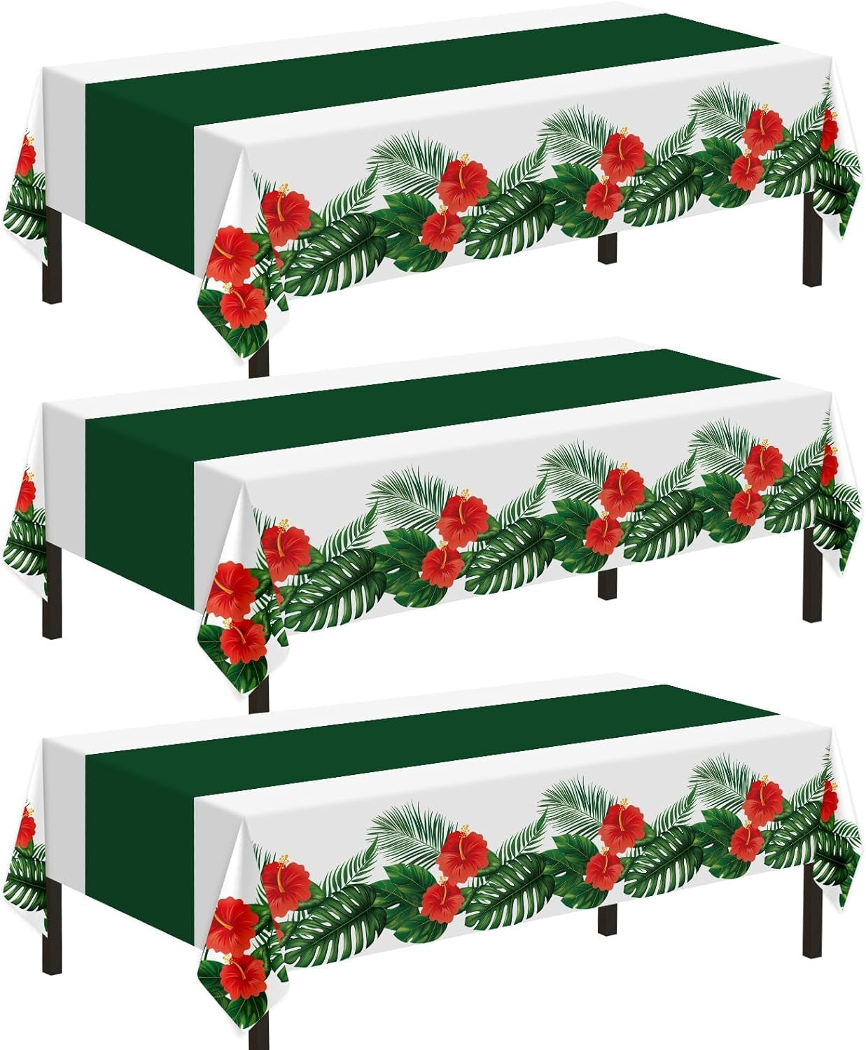 Plastic Tablecloths for Rectangle Tables 3 Pack 54" X 108" Party Table Cloths Disposable for 6 to 8 Foot Tables Indoor or Outdoor Parties Birthdays Weddings Christmas Anniversary Buffet Table