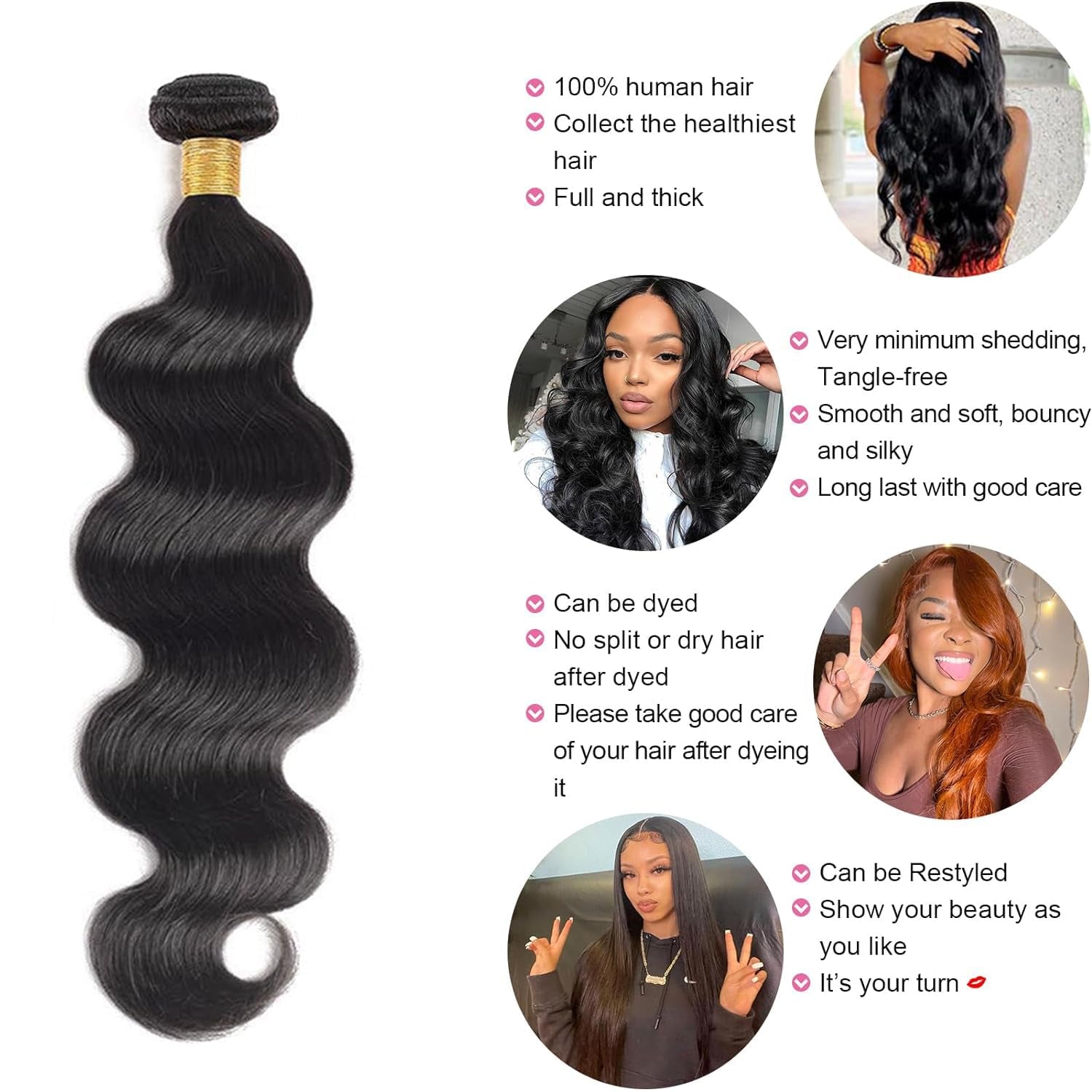 Human Hair Bundles 20 Inch Body Wave Bundles Human Hair 12A Brazilian Human Hair Bundles 100% Unprocessed Virgin Hair Weft Weave Bundles Human Hair Extension Upgrade 1 Bundles