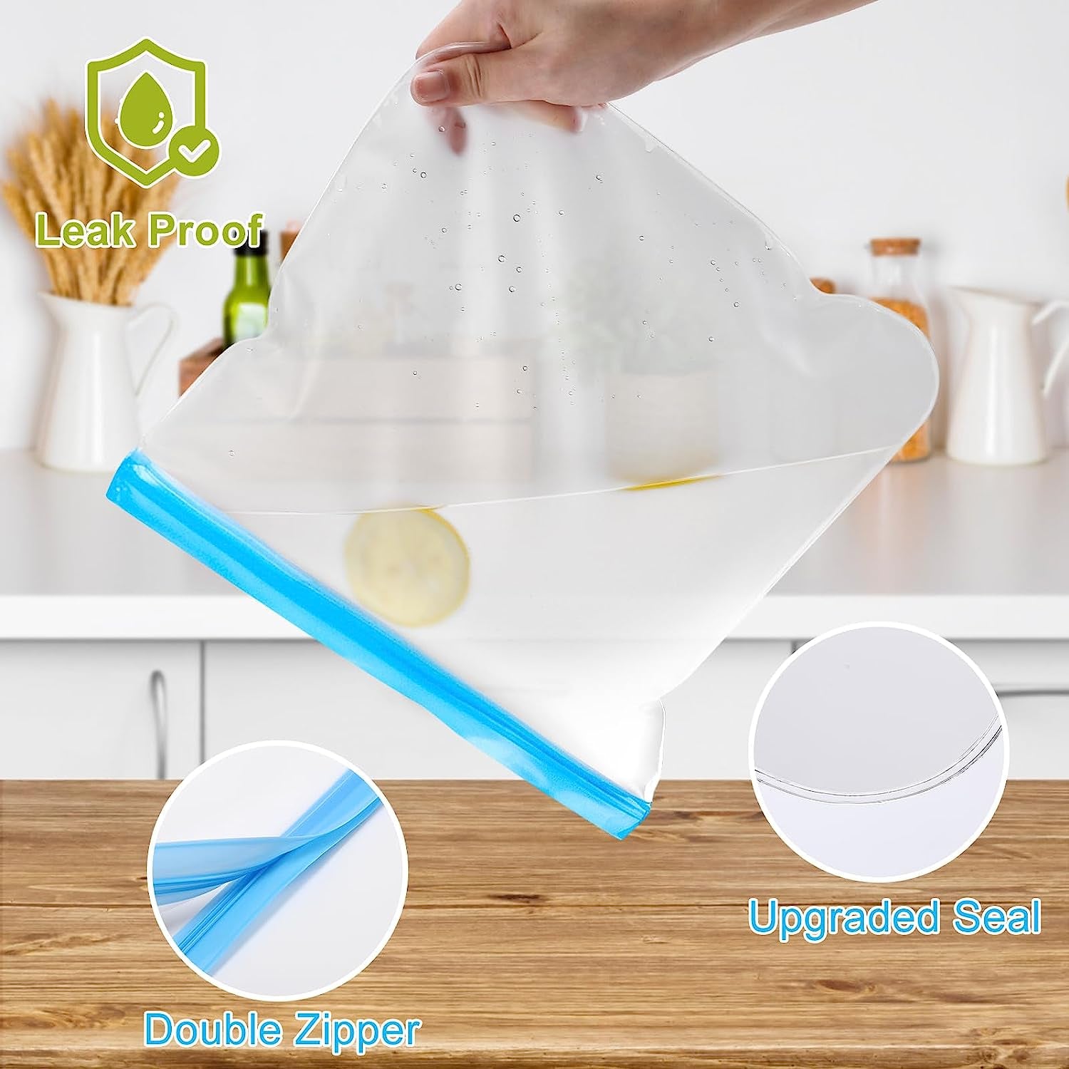 10 Pack Dishwasher Safe Reusable Bags Silicone, Leakproof Reusable Freezer Bags, BPA Free Reusable Storage Bags for Lunch Marinate Food Travel - 3 Gallon 4 Sandwich 3 Snack Bags